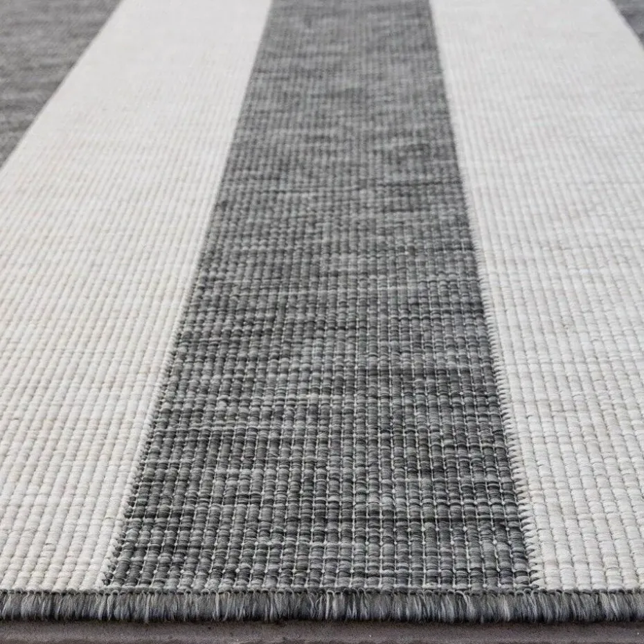 Interieur05 Buitenkleed Stripes Grijs/Wit dubbelzijdig - 230 x 160 cm