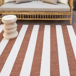 Interieur05 Buitenkleed Stripes roest/wit dubbelzijdig - 340 x 240 cm