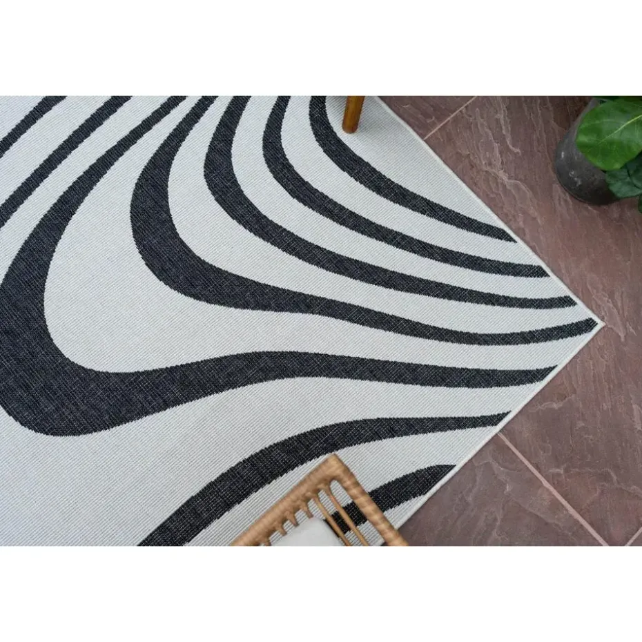 Interieur05 Buitenkleed Swirl Zwart - 290 x 200 cm