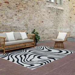 Interieur05 Buitenkleed Swirl Zwart - 290 x 200 cm