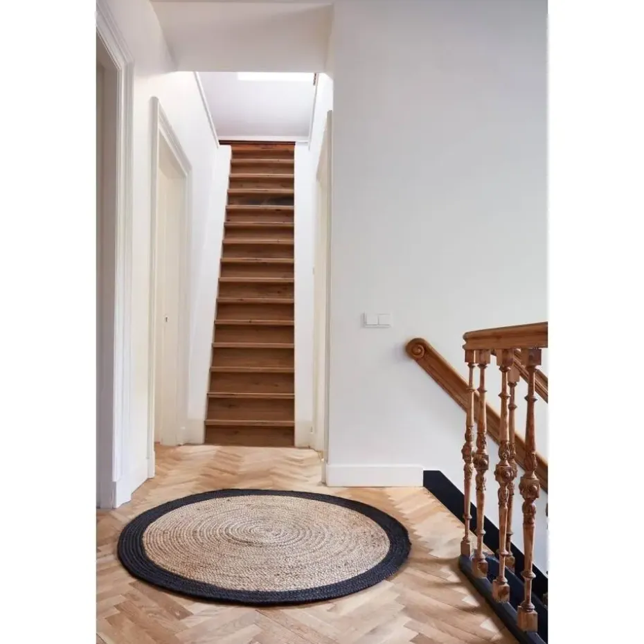 Interieur05 EVA Interior rond Vloerkleed Jute Naturel/Antraciet - 240 x 240 cm