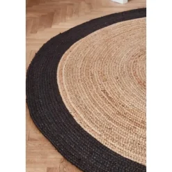 Interieur05 EVA Interior rond Vloerkleed Jute Naturel/Antraciet - 240 x 240 cm