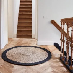 Interieur05 EVA Interior rond Vloerkleed Jute Naturel/Antraciet - 240 x 240 cm