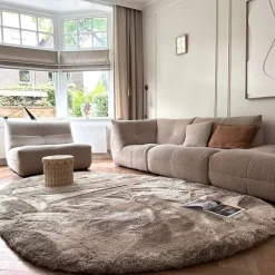 Interieur05 Hoogpolig vloerkleed Odelia beige/wit - 200 x 290 cm