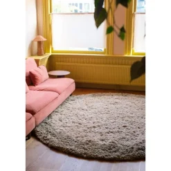 Interieur05 hoogpolig vloerkleed polyester Pilo groen/beige - 240 x 240 cm