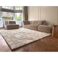 Interieur05 Hoogpolig vloerkleed Odelia beige/wit - 200 x 290 cm