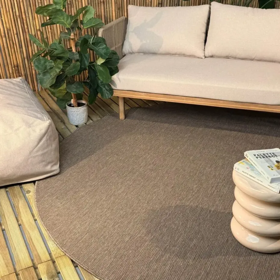 Interieur05 rond buitenkleed linnen Tone - 240 x 240 cm