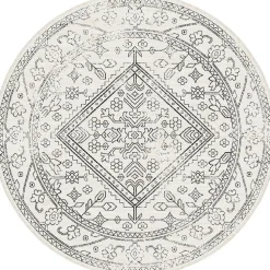 Interieur05 rond buitenkleed zwart/wit Nova - 240 x 240 cm