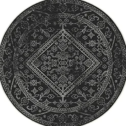 Interieur05 rond buitenkleed zwart/wit Nova - 240 x 240 cm