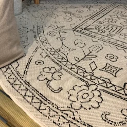 Interieur05 rond buitenkleed zwart/wit Nova - 240 x 240 cm