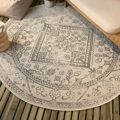 Interieur05 rond buitenkleed zwart/wit Nova - 240 x 240 cm
