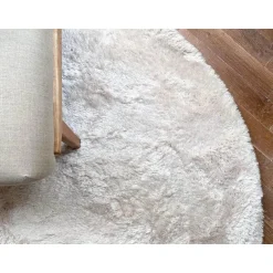 Interieur05 Rond Hoogpolig vloerkleed Odelia beige/wit - 160 x 160 cm