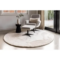 Interieur05 Rond Hoogpolig Vloerkleed Lux Creme - 200 x 200 cm