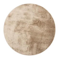 Interieur05 Rond Hoogpolig vloerkleed Odelia Bruin/taupe - 160 x 160 cm