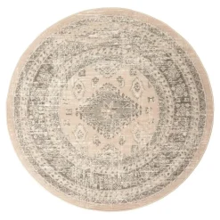 Interieur05 rond vintage Aila vloerkleed zand/beige - 120 x 120 cm