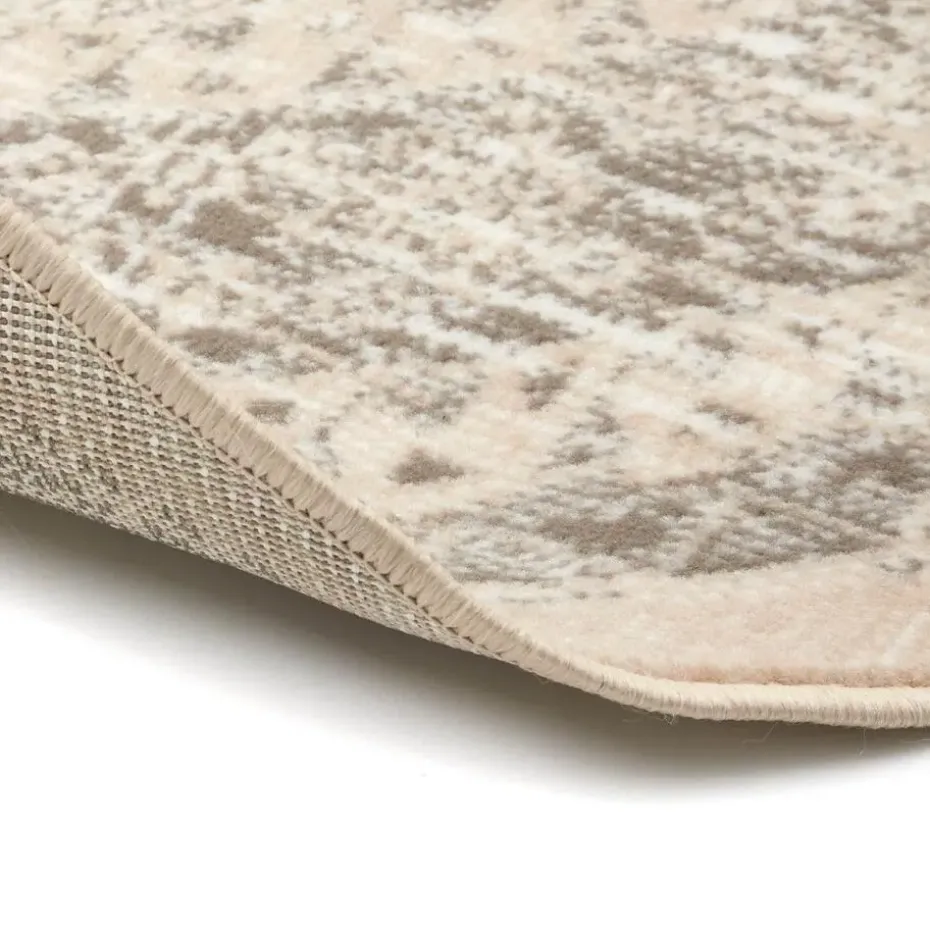 Interieur05 rond vintage Aila vloerkleed zand/beige - 120 x 120 cm