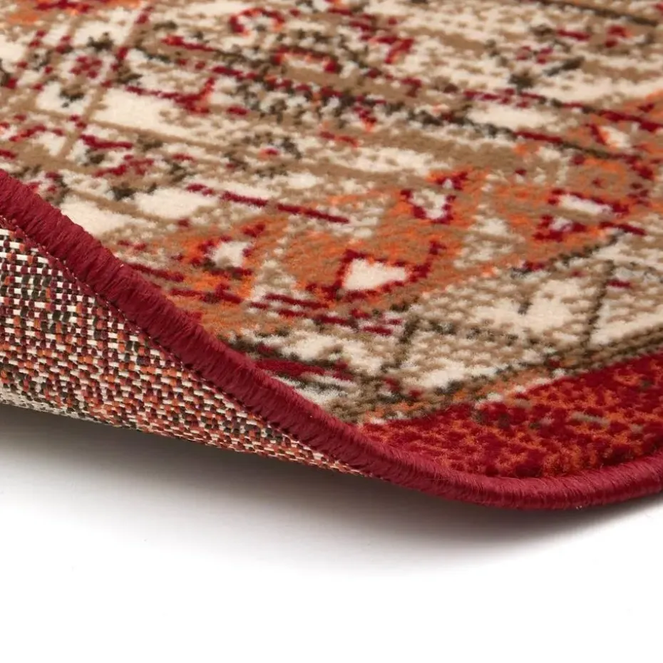 Interieur05 rond vintage vloerkleed Aila rood/oranje - 120 x 120 cm