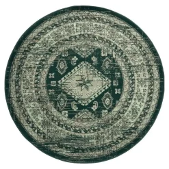 Interieur05 rond vintage vloerkleed Aila groen - 240 x 240 cm