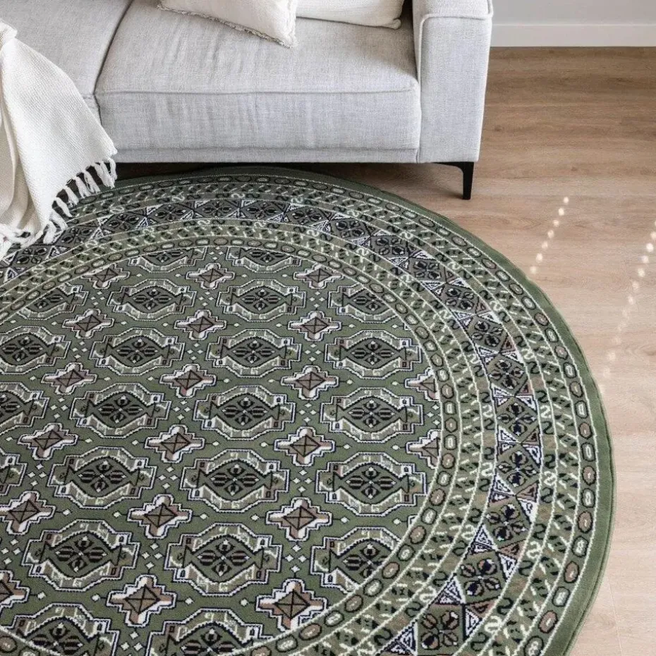 Interieur05 rond vintage vloerkleed Marad groen - 160 x 160 cm