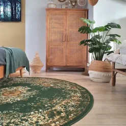 Interieur05 rond vloerkleed Keshan groen - 160 x 160 cm