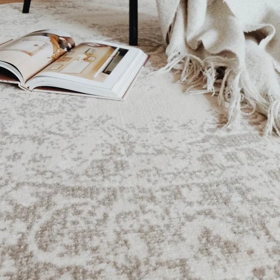 Interieur05 rond vloerkleed Keshan zand/beige - 120 x 120 cm