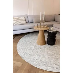 Interieur05 rond vloerkleed Gapo beige/wit - 220 x 220 cm