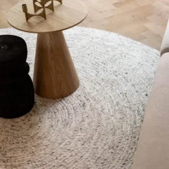 Interieur05 rond vloerkleed Gapo beige/wit - 220 x 220 cm