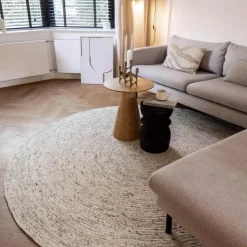 Interieur05 rond vloerkleed Gapo beige/wit - 220 x 220 cm