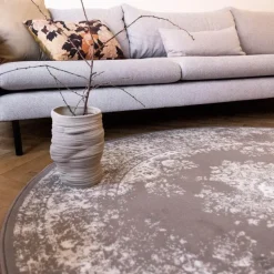 Interieur05 rond vloerkleed Keshan taupe/bruin - 160 x 160 cm