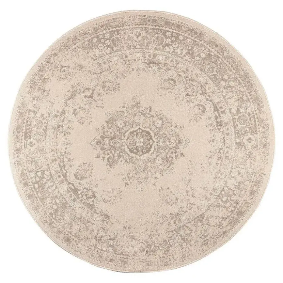 Interieur05 rond vloerkleed Keshan zand/beige - 160 x 160 cm