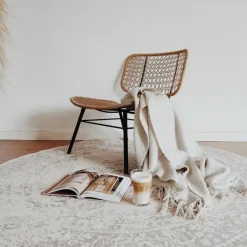 Interieur05 rond vloerkleed Keshan zand/beige - 160 x 160 cm