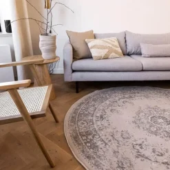 Interieur05 rond vloerkleed Keshan zand/beige - 160 x 160 cm