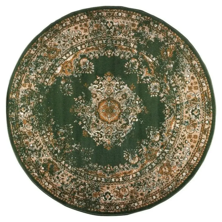 Interieur05 rond vloerkleed Keshan groen - 190 x 190 cm
