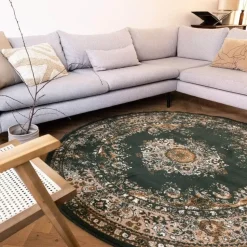 Interieur05 rond vloerkleed Keshan groen - 190 x 190 cm