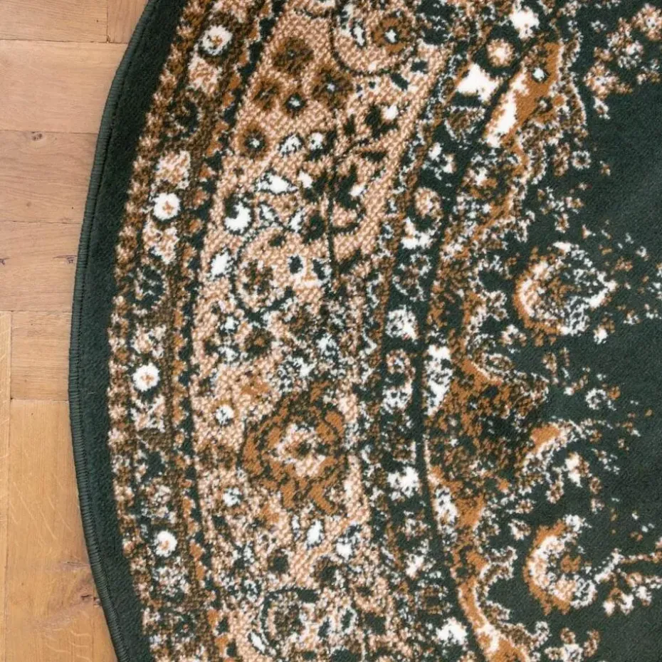 Interieur05 rond vloerkleed Keshan groen - 190 x 190 cm