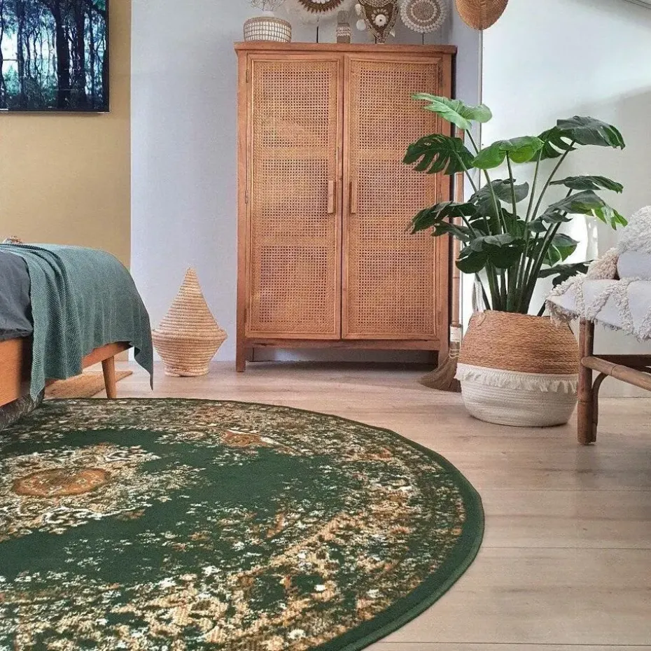 Interieur05 rond vloerkleed Keshan groen - 190 x 190 cm