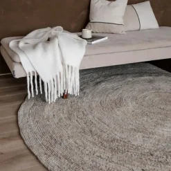 Interieur05 rond vloerkleed Gapo grijs/bruin - 150 x 150 cm