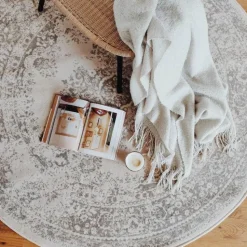 Interieur05 rond vloerkleed Keshan zand/beige - 190 x 190 cm