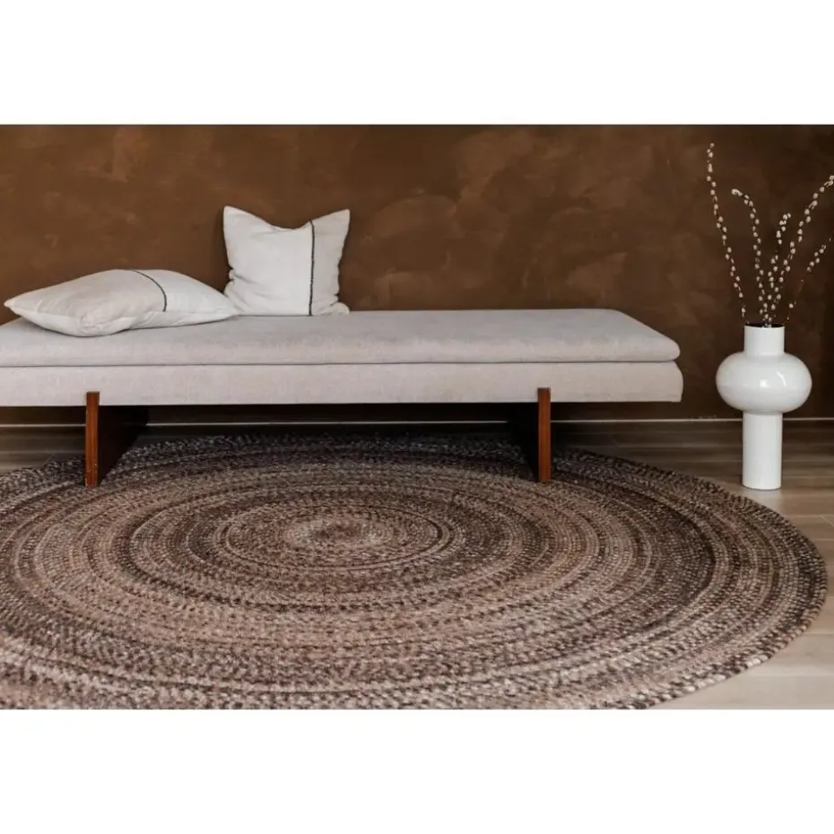 Interieur05 rond vloerkleed Gapo donkerbruin - 220 x 220 cm