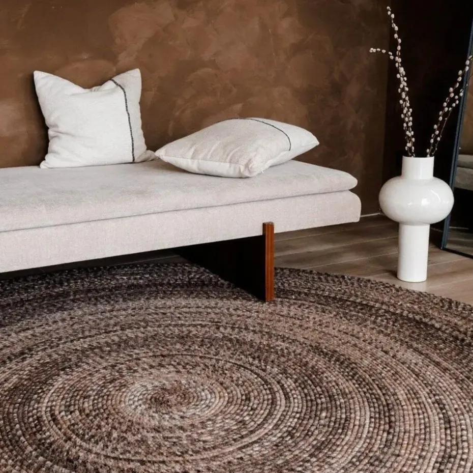 Interieur05 rond vloerkleed Gapo donkerbruin - 220 x 220 cm