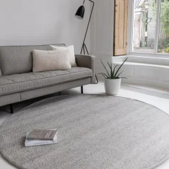 Interieur05 Wollen Vloerkleed Rond Lichtgrijs Vik - 160 x 160 cm