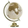 Items Deco Wereldbol/globe op voet - kunststof - creme/goud - 20 x 30 cm