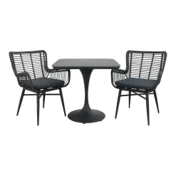 Jasmine/Toscara bistroset 80x80 cm. - Zwart/Keramiek