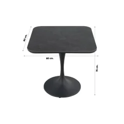 Jasmine/Toscara bistroset 80x80 cm. - Zwart/Keramiek