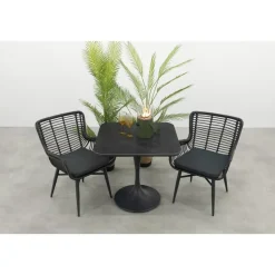 Jasmine/Toscara bistroset 80x80 cm. - Zwart/Keramiek