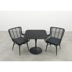 Jasmine/Toscara bistroset 80x80 cm. - Zwart/Keramiek