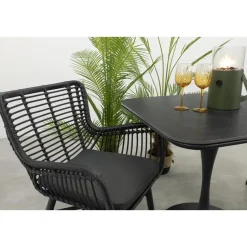 Jasmine/Toscara bistroset 80x80 cm. - Zwart/Keramiek