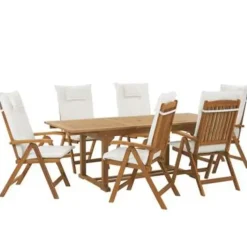 JAVA - Tuinset voor 6 - Lichte houtkleur/Wit - Acaciahout