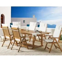 JAVA - Tuinset voor 6 - Lichte houtkleur/Wit - Acaciahout