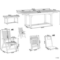 JAVA - Tuinset voor 6 - Lichte houtkleur/Wit - Acaciahout